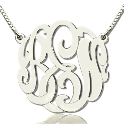 Custom Large Monogram Necklace Hand-painted Sterling Silver - Handmade By AOL Special
