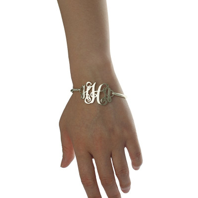 Personalized Monogram Initial Bracelet 1.25 Inch Sterling Silver - Handmade By AOL Special