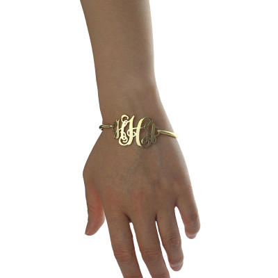 18ct Gold Plated Monogram Initial Bracelet 1.25 Inch - Handmade By AOL Special