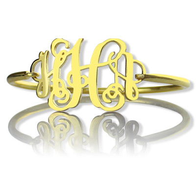 18ct Gold Plated Monogram Initial Bracelet 1.25 Inch - Handmade By AOL Special