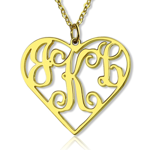 18ct Gold Plated Initial Monogram Personalized Heart Necklace - Handmade By AOL Special