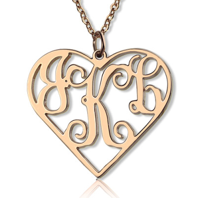 Solid Rose Gold 18ct Initial Monogram Personalized Heart Necklace - Handmade By AOL Special