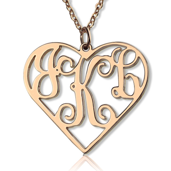 Solid Rose Gold 18ct Initial Monogram Personalized Heart Necklace - Handmade By AOL Special