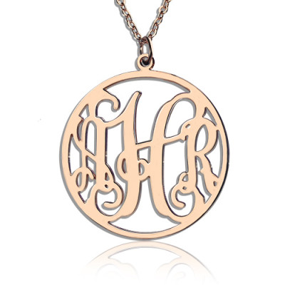 Circle Initial Monogram Necklace Rose Gold Plated - Handmade By AOL Special