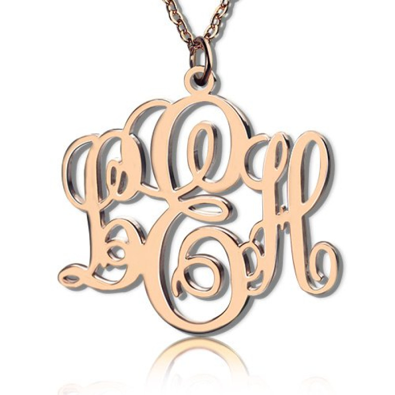 Two Initial Block Monogram Pendant 18ct Gold Plated - All Birthstone™