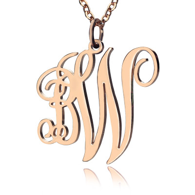 Personalized Vine Font 2 Initial Monogram Necklace 18ct Rose Gold Plated - Handmade By AOL Special