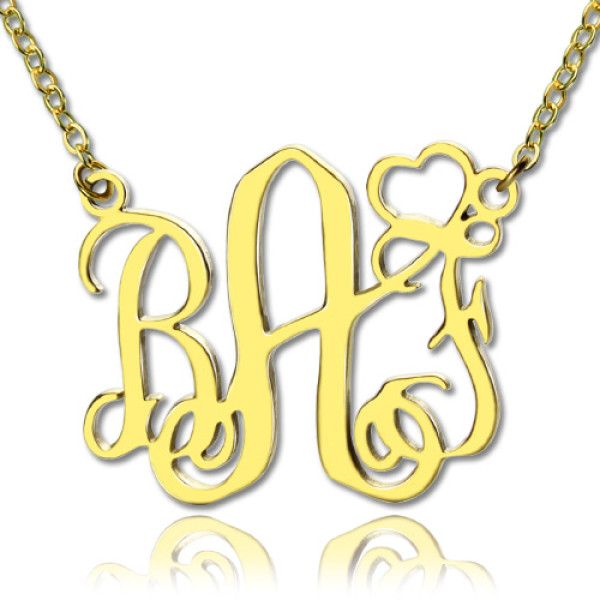 Personalized Initial Monogram Necklace With Heart 18ct Gold Plated - Handmade By AOL Special