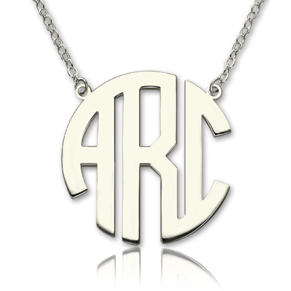 Solid White Gold 18ct Initial Block Monogram Pendant Necklace - Handmade By AOL Special