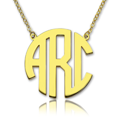 Solid Gold 18ct Initial Block Monogram Pendant Necklace - Handmade By AOL Special