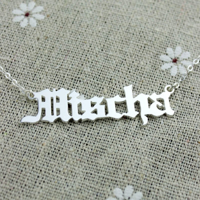 Old English Name Necklace Sterling Silver - Handmade By AOL Special