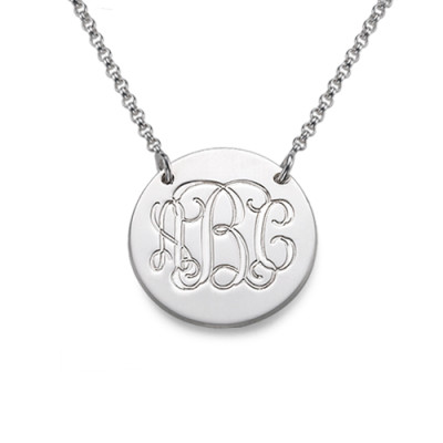 Monogram Disc Necklace in Sterling Silver - Handmade By AOL Special