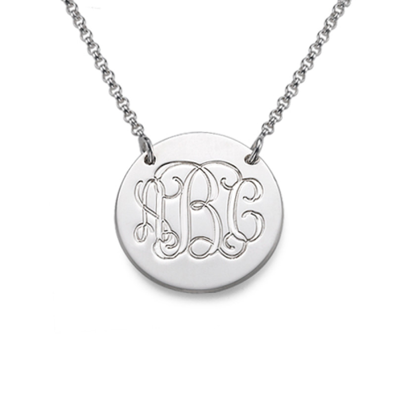 AOL Special - Mens Classic Sterling Silver Monogram Necklace