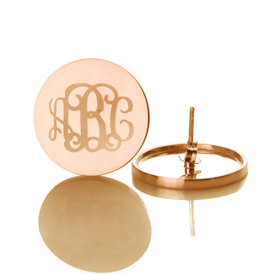 Circle Monogram 3 Initial Earrings Name Earrings Solid 18ct Rose Gold - Handmade By AOL Special
