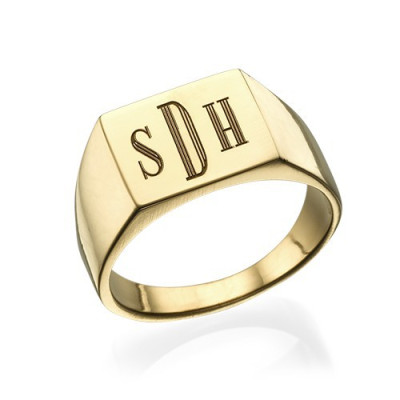 Monogrammed Signet Ring - 18ct Gold Plated - Handmade By AOL Special