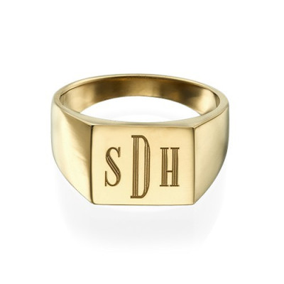 Monogrammed Signet Ring - 18ct Gold Plated - Handmade By AOL Special