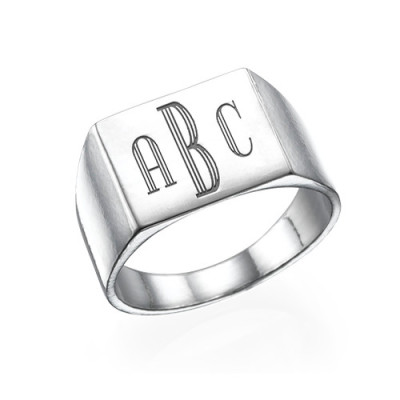 Monogrammed Signet Ring in Silver - Handmade By AOL Special