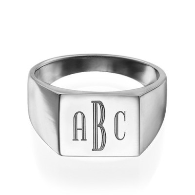 Monogrammed Signet Ring in Silver - Handmade By AOL Special