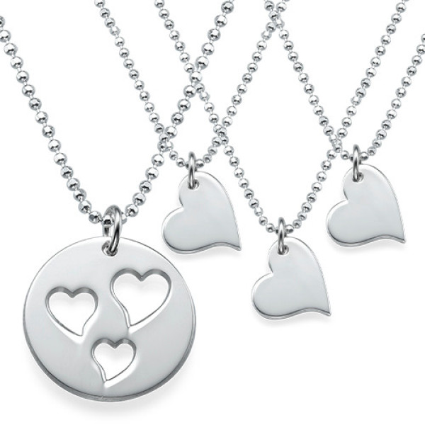 Mother and Daughter Cut Out Heart Necklace Set - Handmade By AOL Special