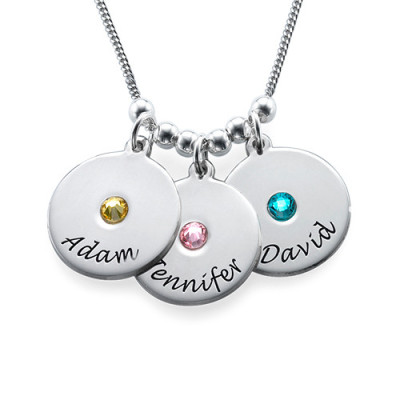 Mother's Disc and Birthstone Necklace - Handmade By AOL Special