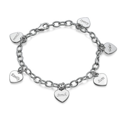 Mum Charm Bracelet/Anklet with Personalized Hearts - Handmade By AOL Special