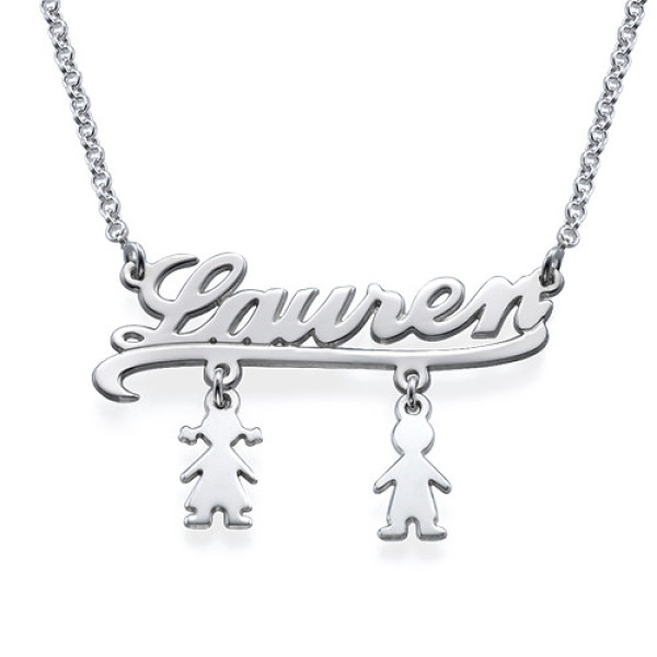 Mummy Name Necklace with Kids Charms - Handmade By AOL Special
