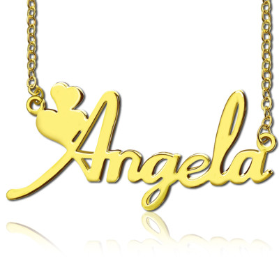 Personalized Solid Gold Fiolex Girls Fonts Heart Name Necklace - Handmade By AOL Special