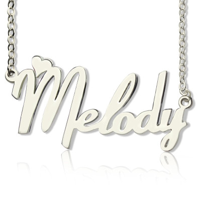 Personalized 18ct White Gold Plated Fiolex Girls Fonts Heart Name Necklace - Handmade By AOL Special