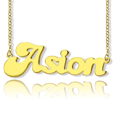 Personalized 18ct Gold Plated BANANA Font Style Name Necklace - Handmade By AOL Special