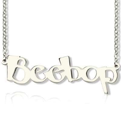 Solid White Gold Personalized Beetle font Letter Name Necklace - Handmade By AOL Special
