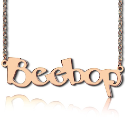 Solid Rose Gold Personalized Beetle font Letter Name Necklace - Handmade By AOL Special