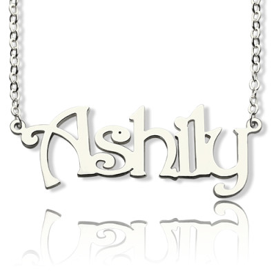 925 Sterling Silver Harrington Font Name Necklace - Handmade By AOL Special
