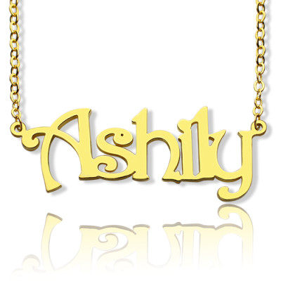 Solid Gold Harrington Font Name Necklace-18ct Gold Plated - Handmade By AOL Special