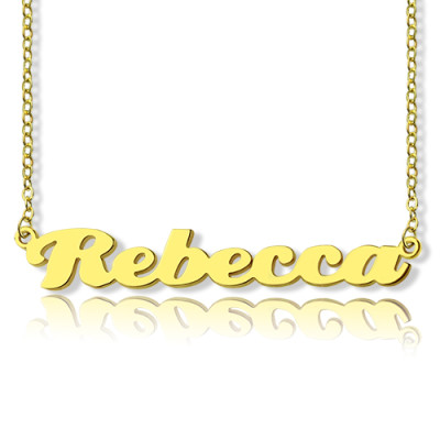 Personalized 18ct Solid Gold Puff Font Name Necklace - Handmade By AOL Special