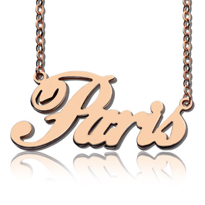 Paris Hilton Style Name Necklace 18ct Solid Rose Gold Plated - Handmade By AOL Special