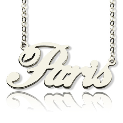 Paris Hilton Style Name Necklace 18ct Solid White Gold Plated - Handmade By AOL Special