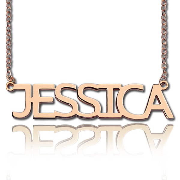 Solid Rose Gold Plated Jessica Style Name Necklace - Handmade By AOL Special