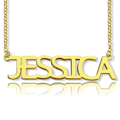 Solid Gold Plated Jessica Style Name Necklace - Handmade By AOL Special