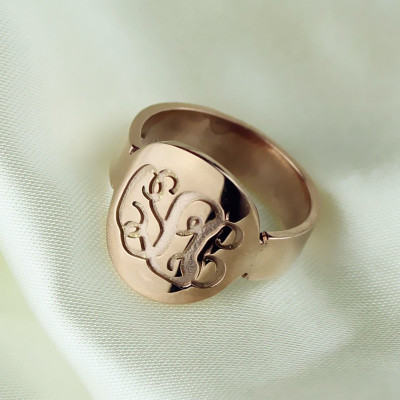 Engraved Script Rose Gold Monogrammed Ring - Handmade By AOL Special