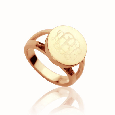 Rose Gold Circle Signet Monogram Ring - Handmade By AOL Special