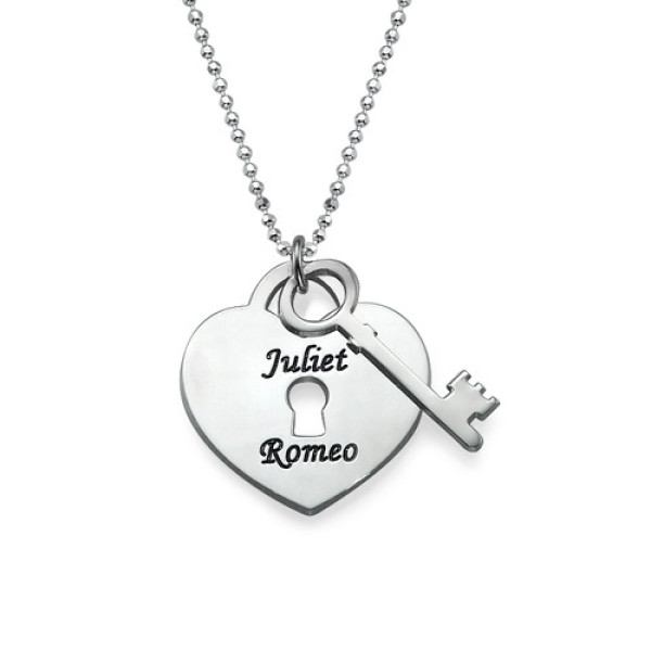 Personalized Heart Lock with Key Pendant - Handmade By AOL Special