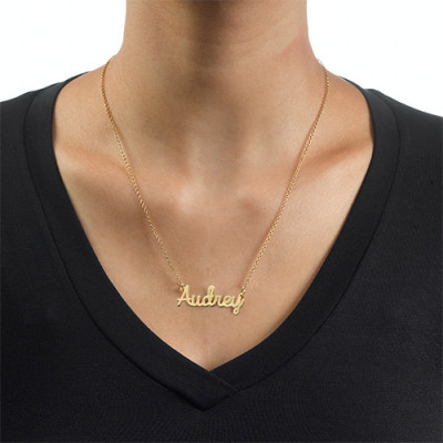 18k Gold Platied Cursive Name Necklace - Handmade By AOL Special