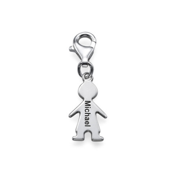 Personalized Silver Boy Pendant on Lobster Clasp - Handmade By AOL Special