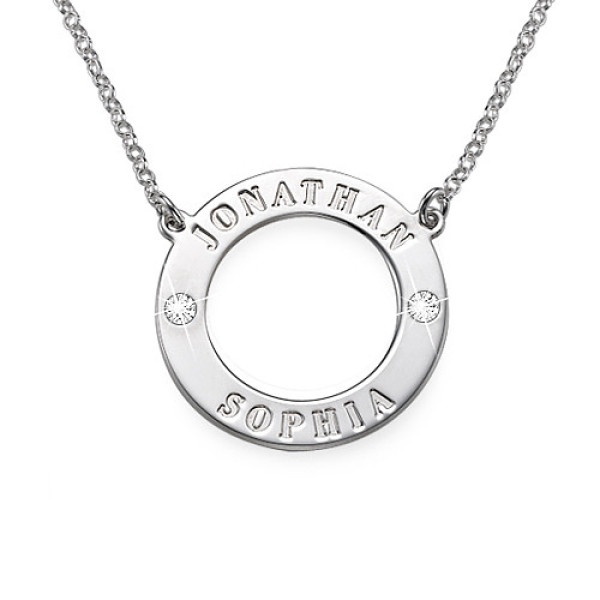 Personalized Silver Karma Necklace with Swarovski - Handmade By AOL Special