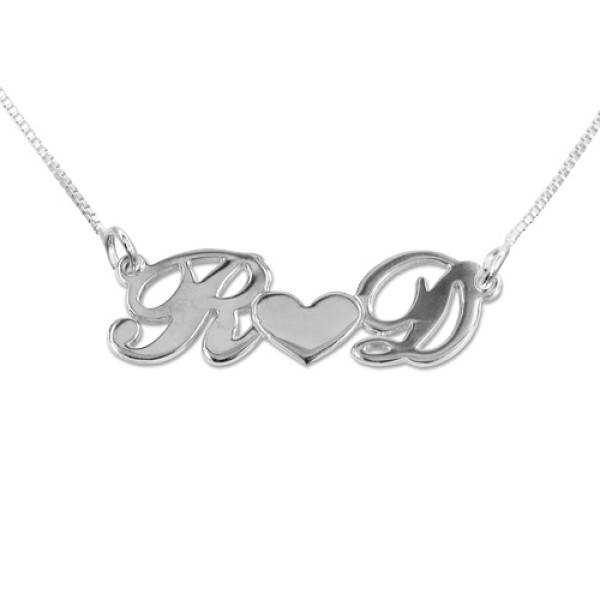 Personalized Silver Couples Heart Necklace - Handmade By AOL Special