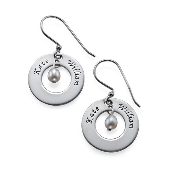 Personalized Earrings with Two Names Birthstone - Handmade By AOL Special