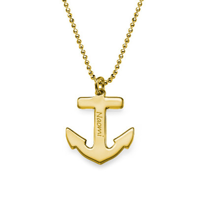 18ct Gold Plated Sterling Silver Anchor Necklace - Handmade By AOL Special