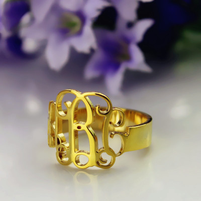 18ct Gold Plated Monogram Ring Cut Out - Handmade By AOL Special