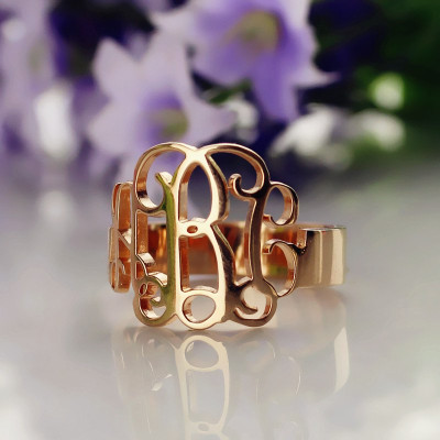 Personalized Rose Gold Monogram Ring - Handmade By AOL Special