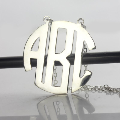 Sterling Silver Block Monogram Pendant Necklace - Handmade By AOL Special
