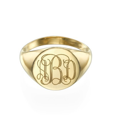 Signet Ring in Gold Plating with Engraved Monogram - Handmade By AOL Special